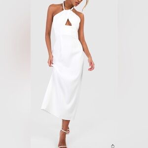 Boohoo White Halter Midi Dress